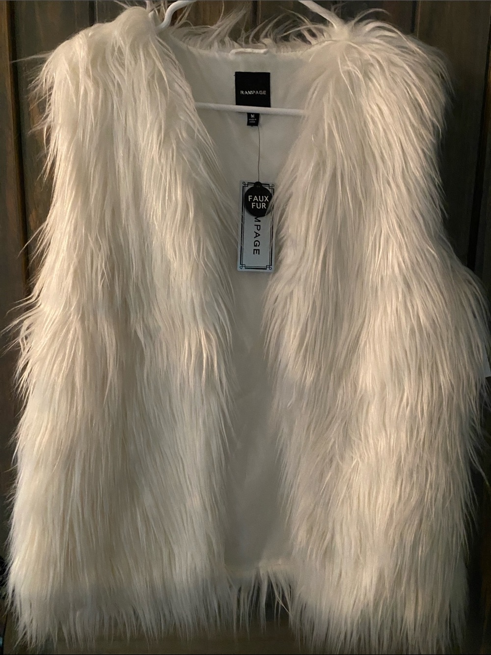Rampage Ivory Shag Faux Fur Vest